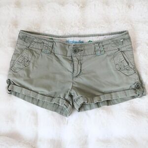 y2k american eagle olive micro shorts low rise size 8